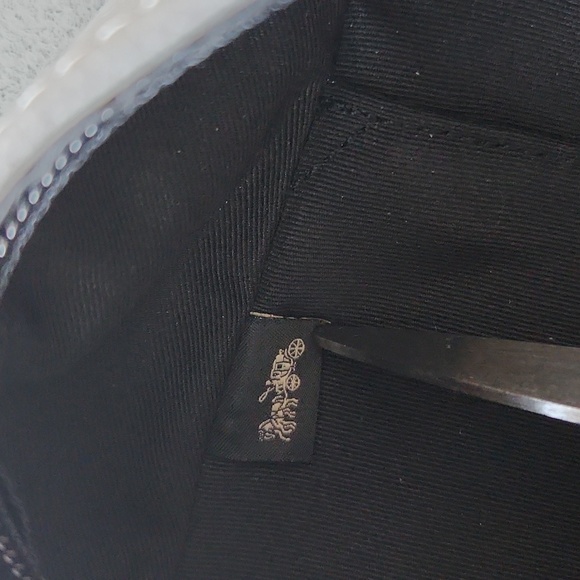 Coach Houston Grey Silver Blue Sling Backpack Leather Unisex Varsity Stripe NWT - Picture 15 of 16